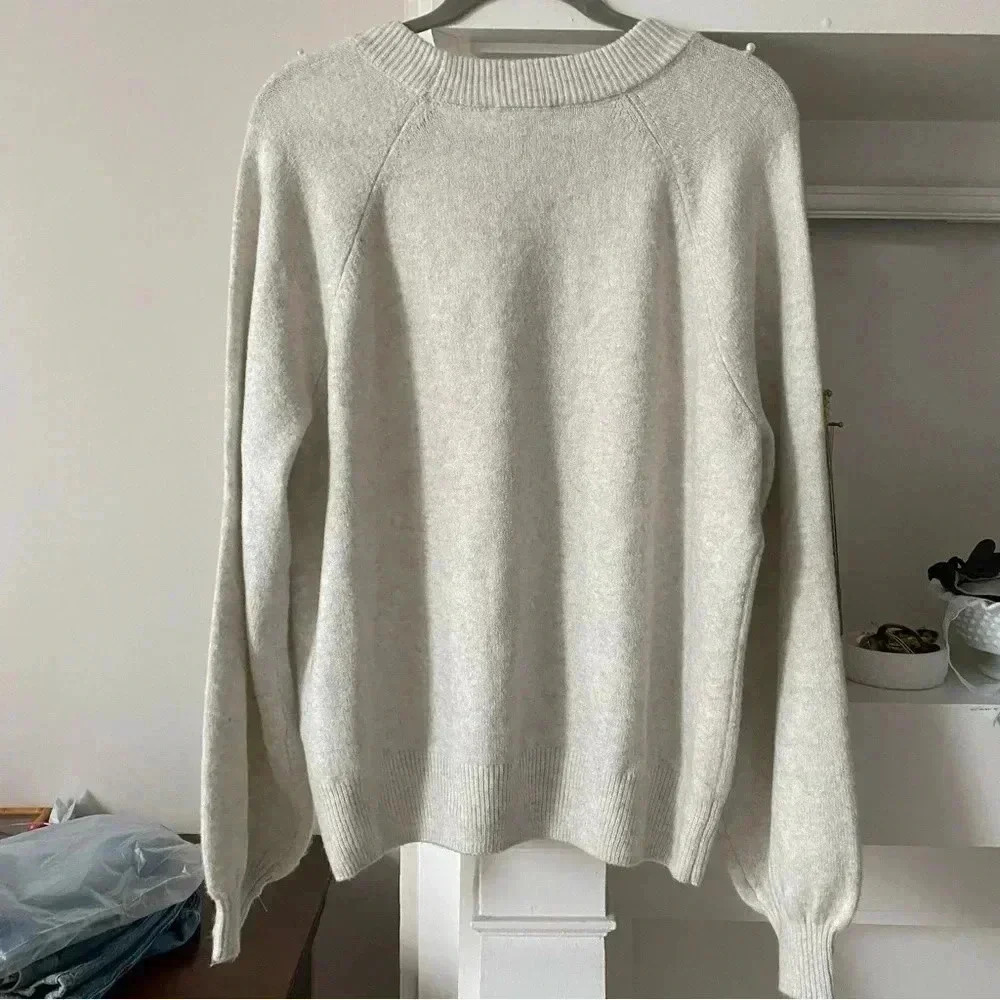 Draper James RSVP Long Sleeve Embellished Pearl and Rhinestone Sweater - Picture 6 of 7